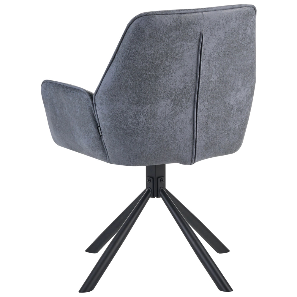 Set di 2 sedie da pranzo girevoli in ecopelle grigio con schienale alto in stile scandinavo