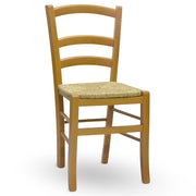 Sedia in legno Venezia noce chiaro con seduta in paglia palustre ristorante