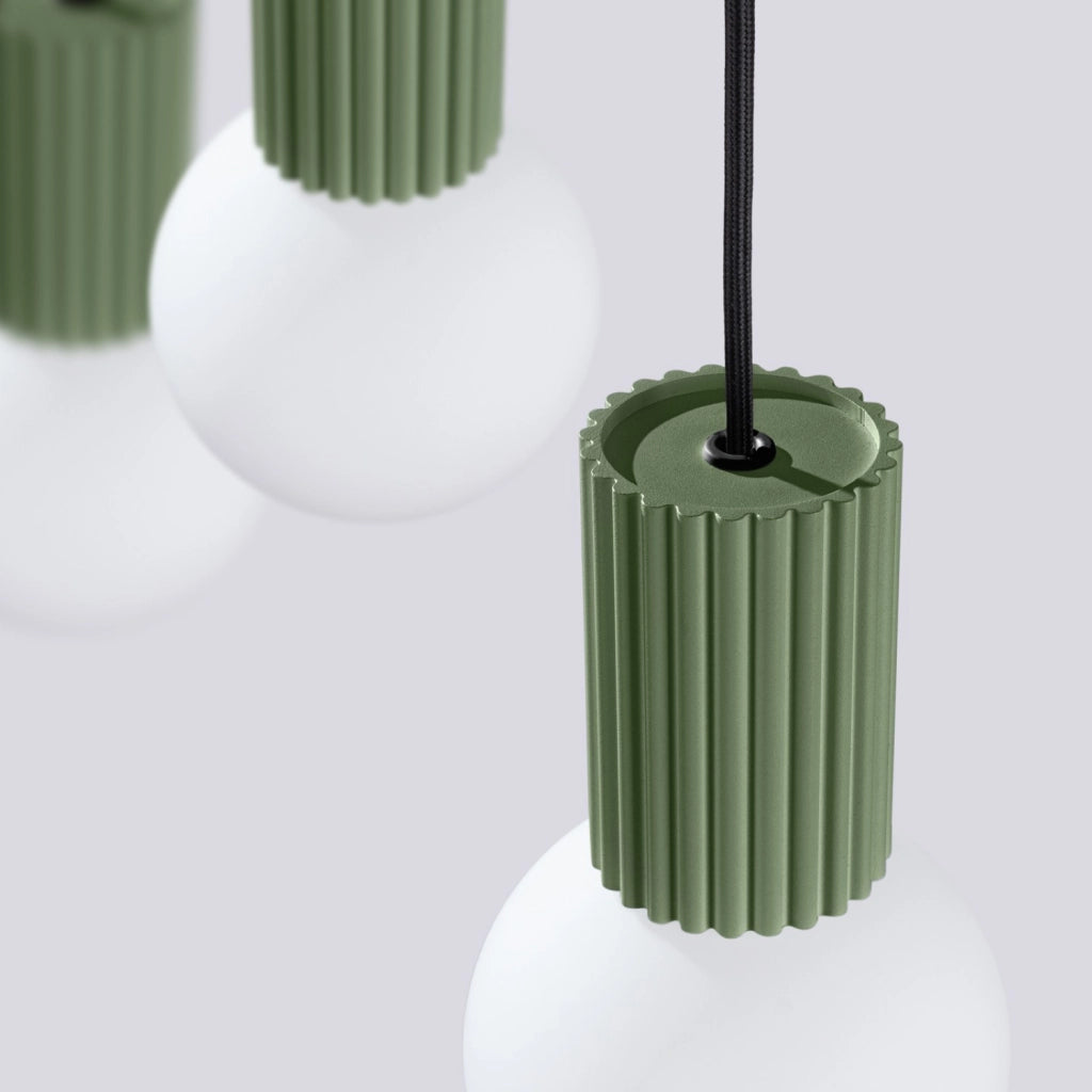 Lampada a sospensione HALO 3L verde oliva