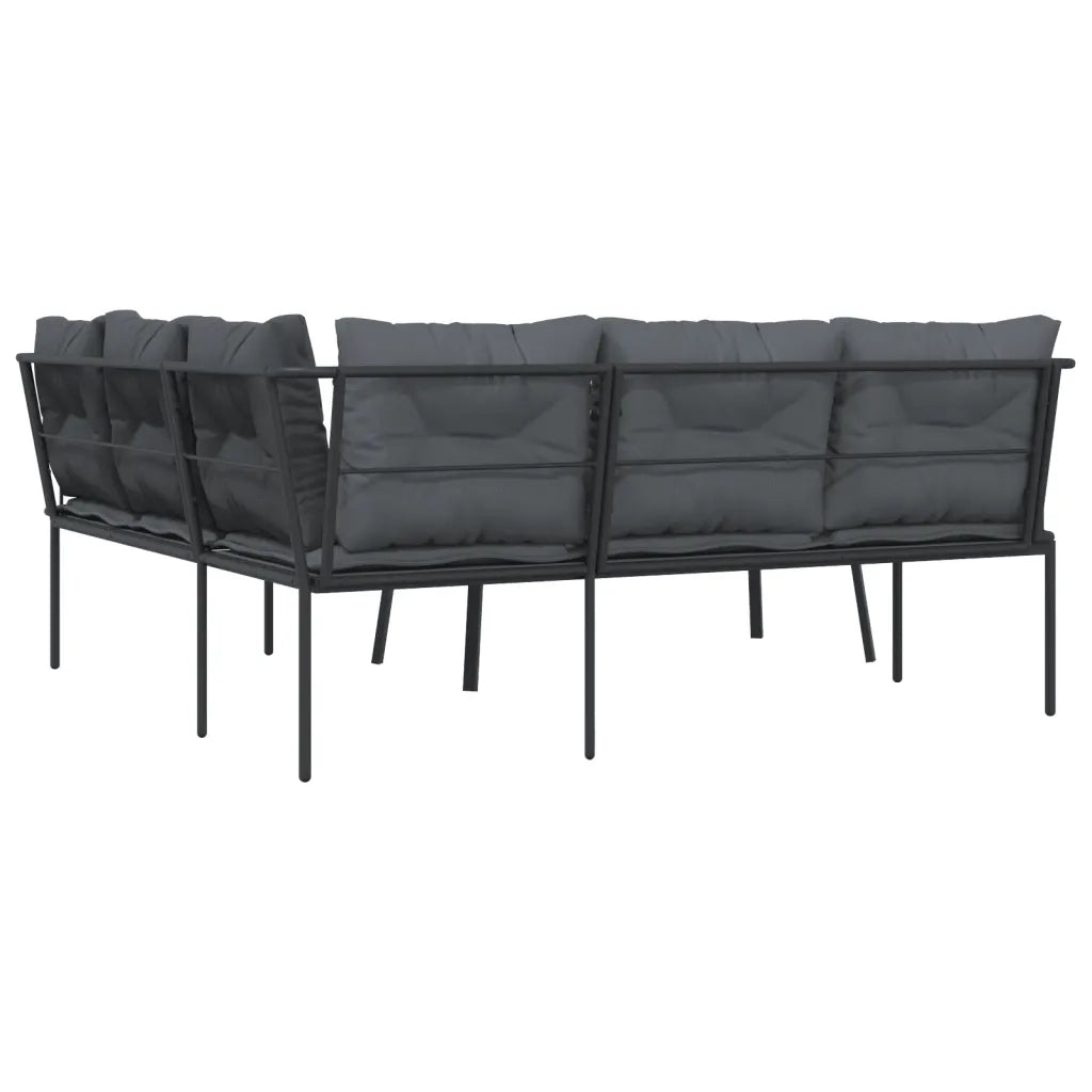 Set Divano da Giardino con Cuscini Nero Acciaio e Textilene 3283746