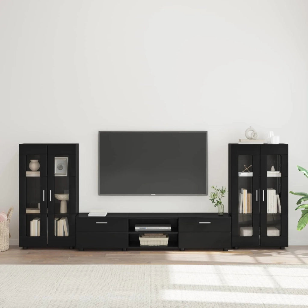 Set mobile TV con cassetto FLORIN 3 pz-Credenza per TV Nero Legno multistrato 760557