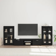 Set mobile TV con cassetto FLORIN 3 pz-Credenza per TV Nero Legno multistrato 760557