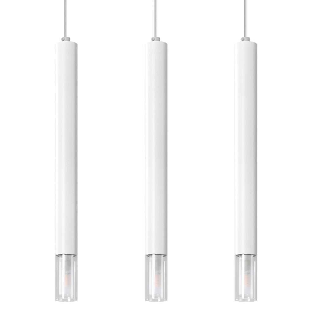 WEZYR Lampada a sospensione moderna 3x8W LED G9 Acciaio Vetro Bianco 45x6x120cm