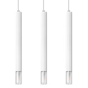 WEZYR Lampada a sospensione moderna 3x8W LED G9 Acciaio Vetro Bianco 45x6x120cm
