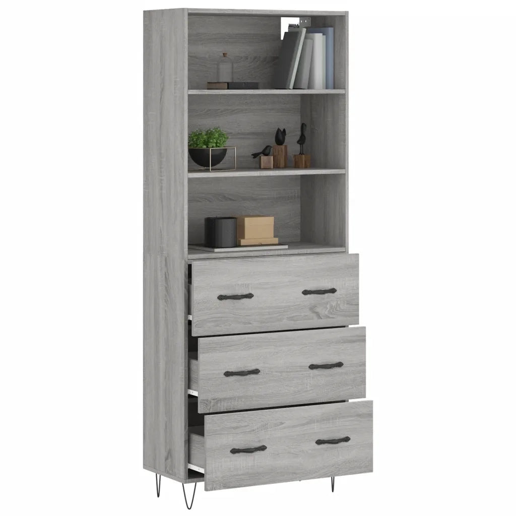 Credenza Grigio Sonoma 69,5x34x180 cm in Legno Multistrato 3189379