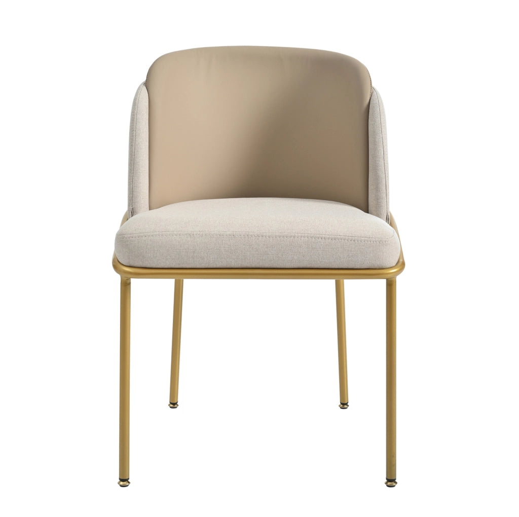 Sedia da Pranzo Moderna con Gambe Inclinati e Piedini Regolabili in PVC Beige e Khaki