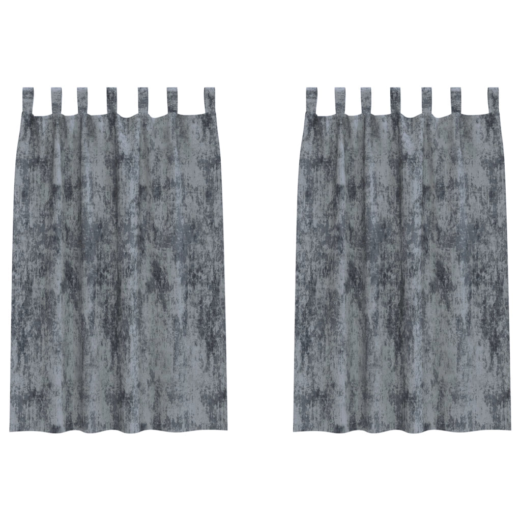 Tende in Velluto 2 pz con occhielli Grigio Argento 175x140 cm