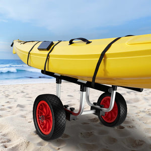 Carrello da trasporto in alluminio con ruote grandi in PU Ø 31 cm Larghezza regolabile Per kayak