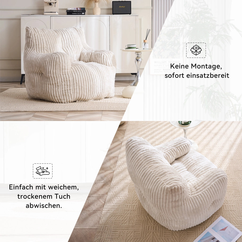 Poltrona Sacco Imbottita in Tessuto a Coste ¨C MINIMAL ¨C Beige