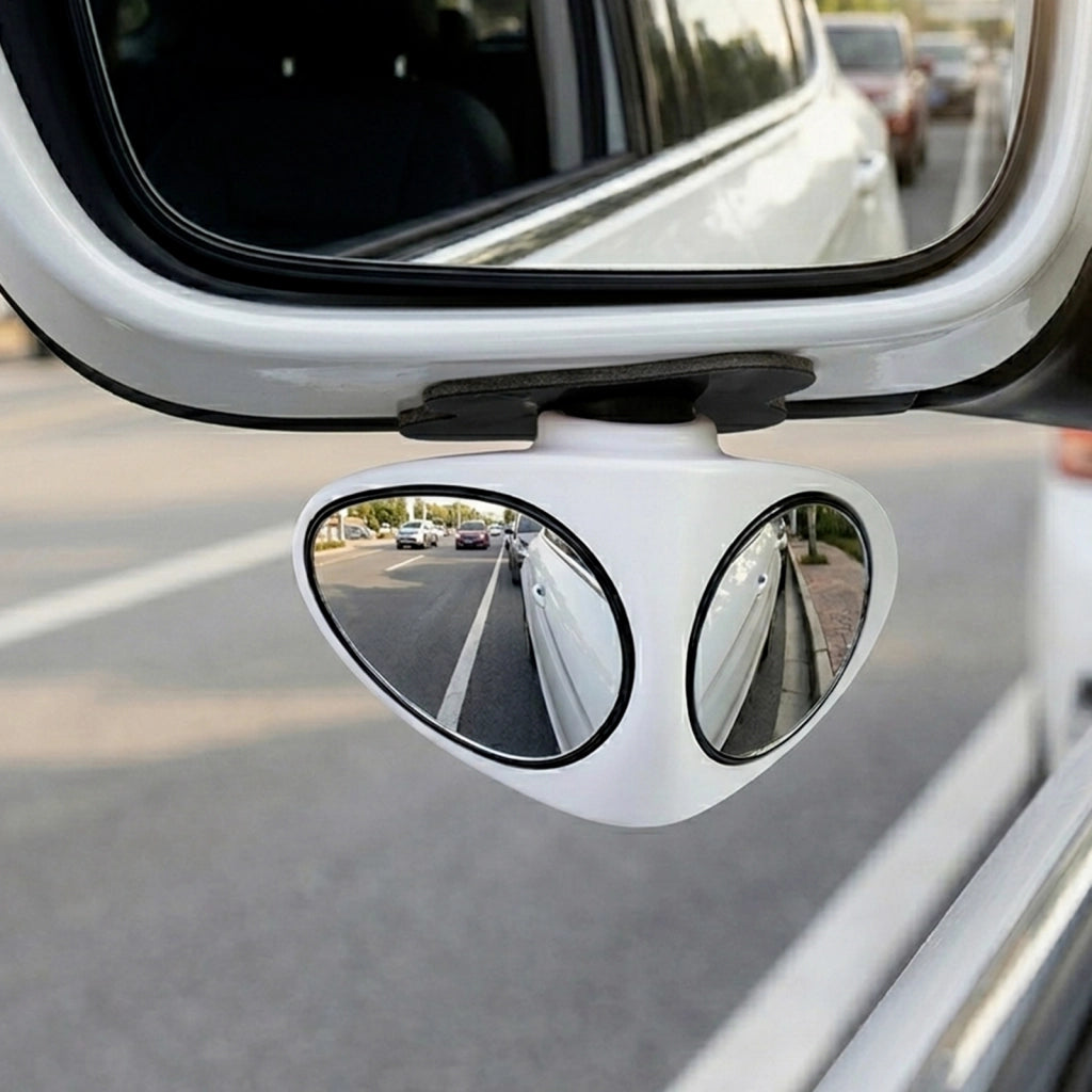 Specchio Auto Ausiliario Doppia Visione Sinistra Regolabile 360° Bianco / Grigio Avizar