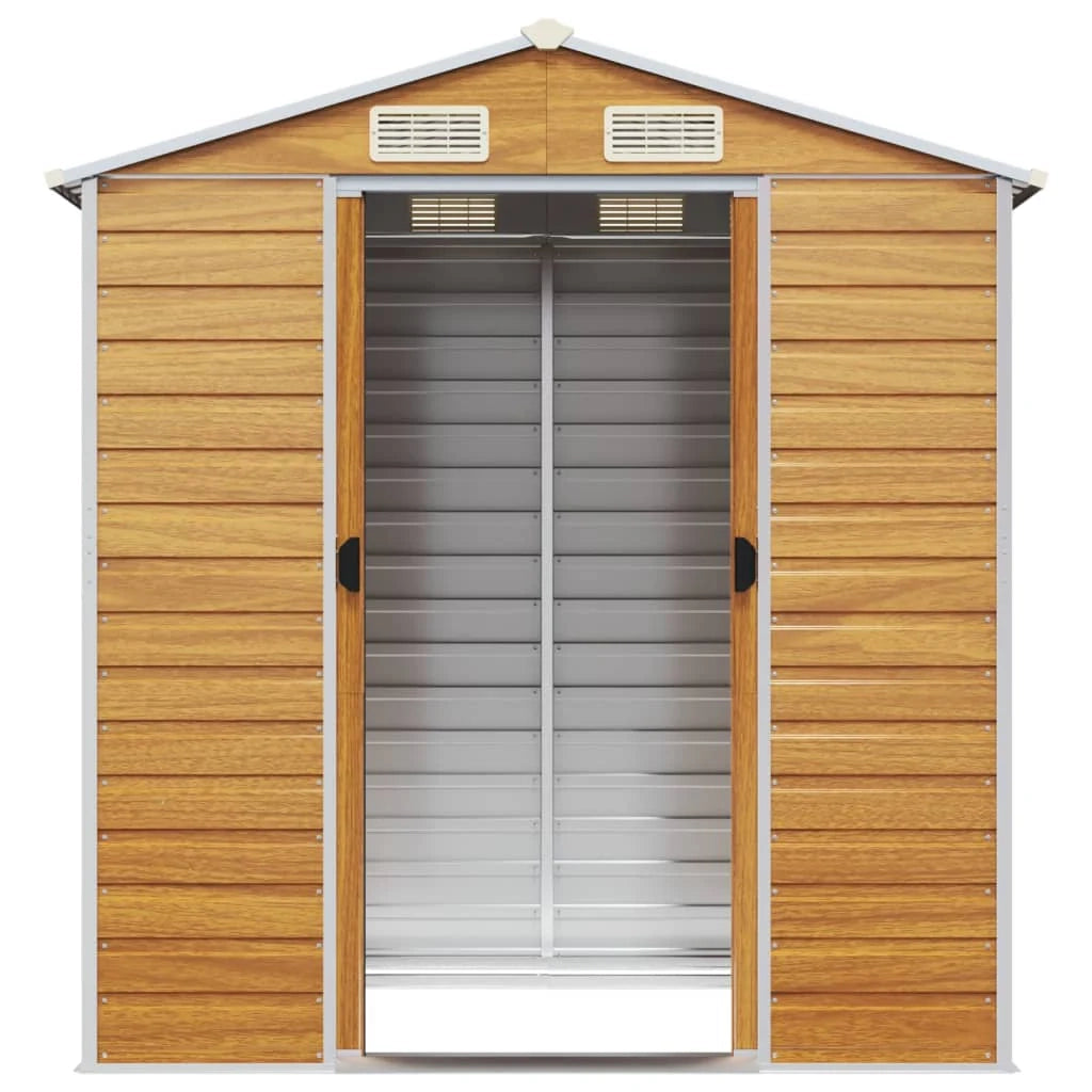 Casetta da giardino cabina ripostiglio casetta da esterno robusta casetta per attrezzi colore chiaro 191 x 130 x 198 cm acciaio zincato marrone 02_0022288