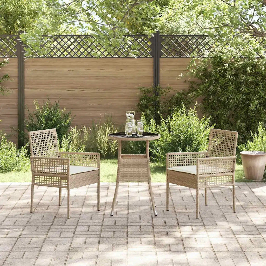 Set da Pranzo per Giardino 3 pcs Beige polyrattan 3334949