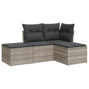 Set Divano da Giardino 4pz | Set Salotto da Giardino con Cuscini Grigio Chiaro Polyrattan