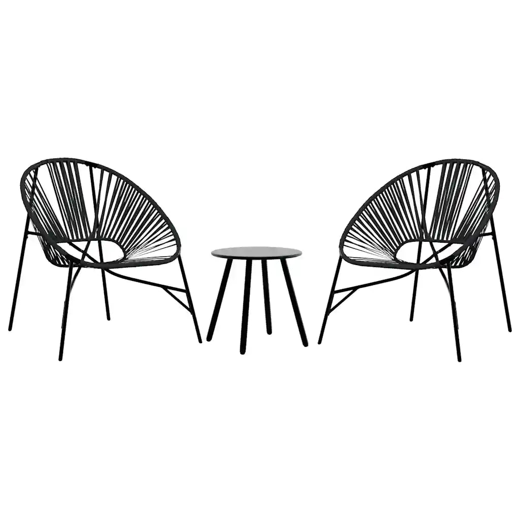 Set di Sedie da Giardino 3 pz | Sedie da Esterno in Polyrattan Nero