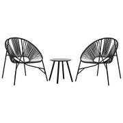Set di Sedie da Giardino 3 pz | Sedie da Esterno in Polyrattan Nero