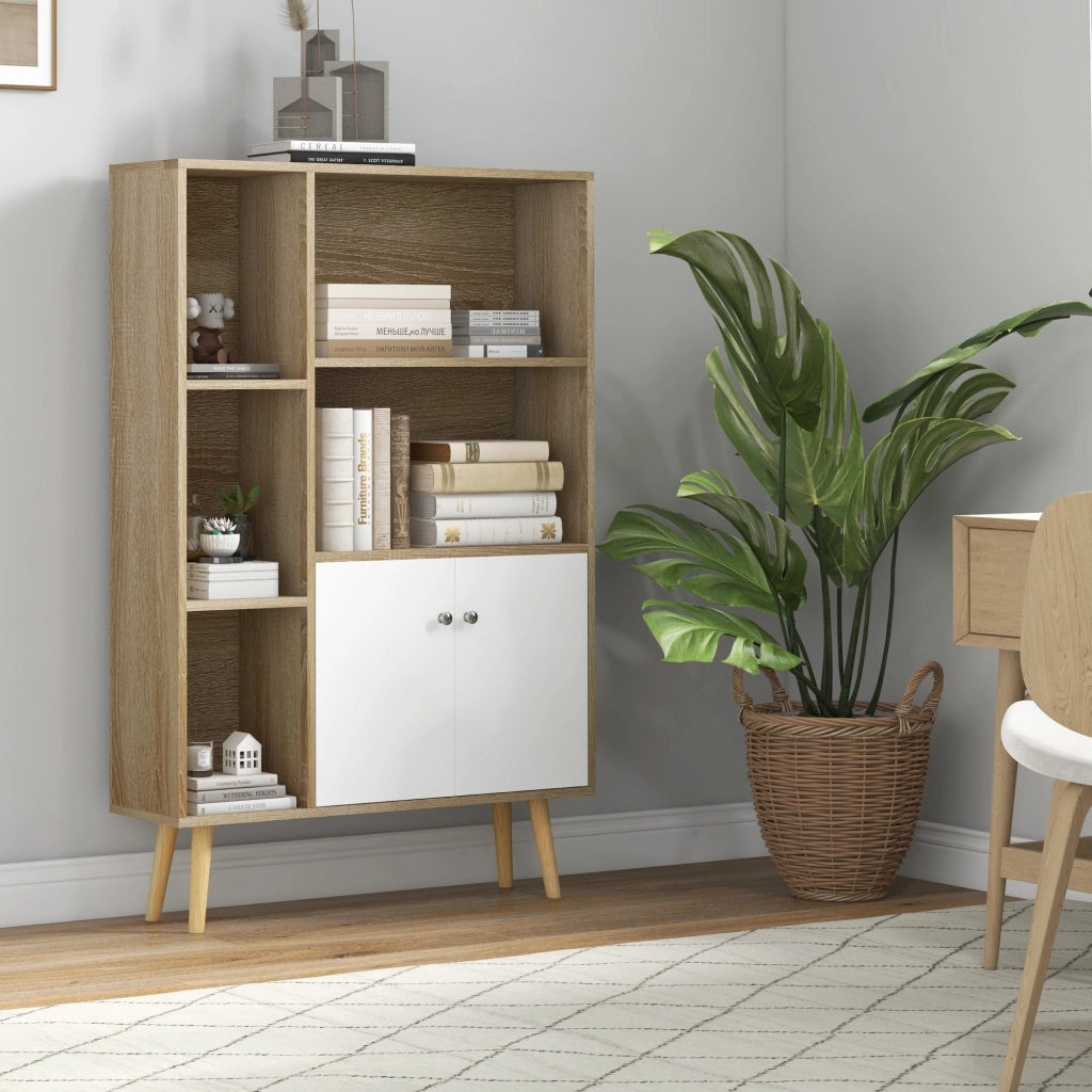 Libreria scandinava ¨C zephmum ¨C bianco 5 ripiani 80x24x123 cm
