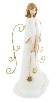 Statuetta Angelo Kristin Decorazione Natalizia Bianco Moderno Addobbi Natale Formato: S - Piccola