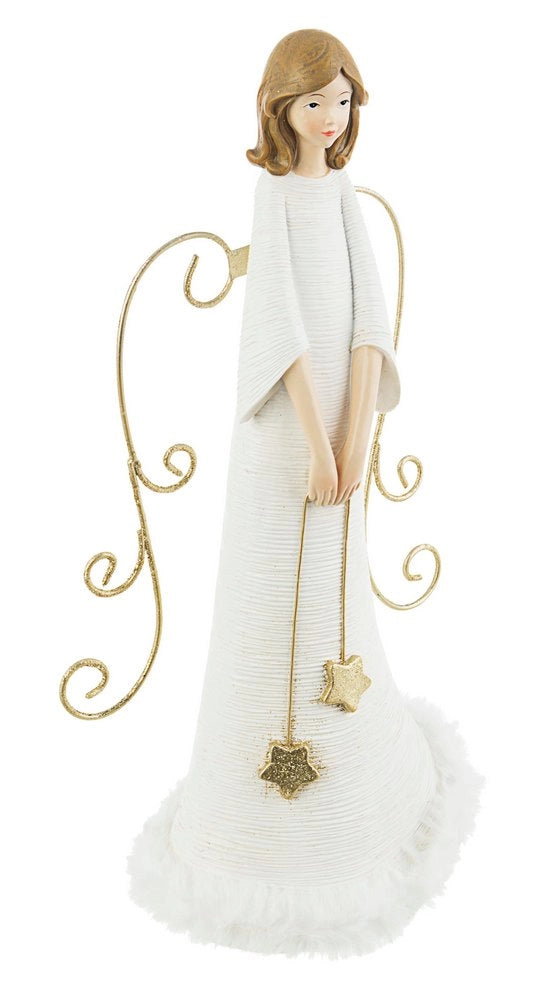 Statuetta Angelo Kristin Decorazione Natalizia Bianco Moderno Addobbi Natale Formato: S - Piccola