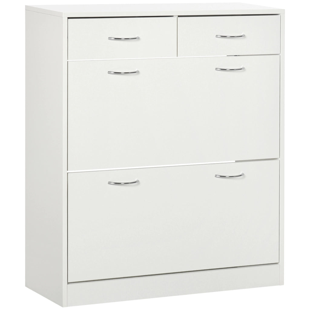 Armadio per scarpe con 2 cassetti ¨C Zephmum ¨C Bianco 80x30x91,5 cm