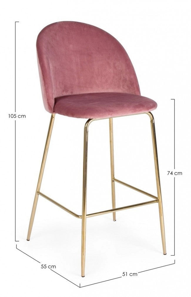 Set 2 Sgabelli Bar 51x55x105h cm Carry Velluto Blush