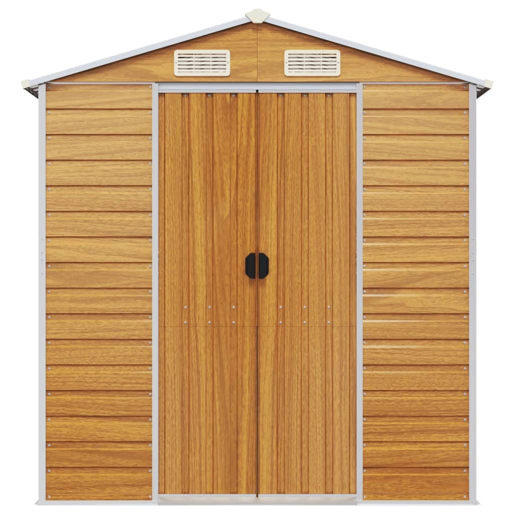 Casetta da giardino cabina ripostiglio casetta da esterno robusta casetta per attrezzi colore chiaro 191 x 300 x 198 cm acciaio zincato marrone 02_0022290