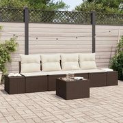 Set di divani con cuscino 5 pcs Marrone e Crema polyrattan