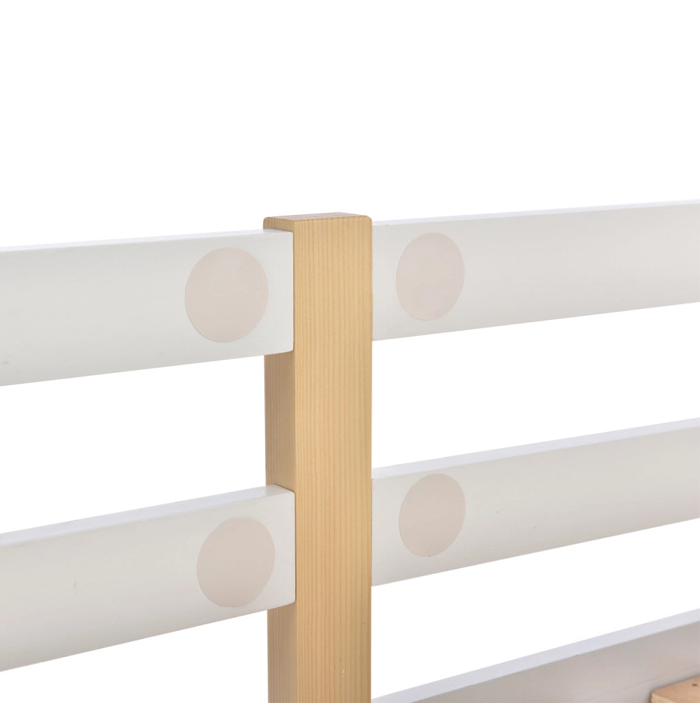 Letto a soppalco 90x200 cm con scala e tavola in legno bianco
