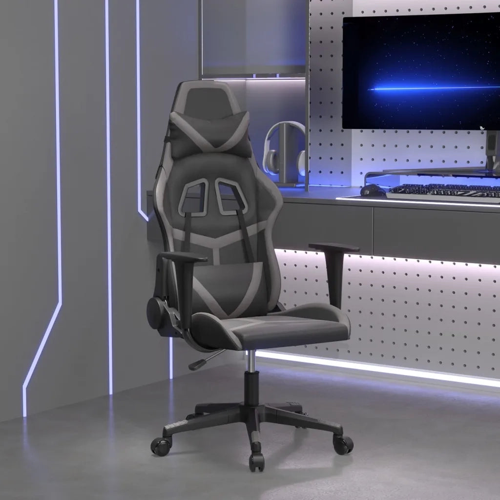 vidaXL Sedia da Gaming Nera e Grigia in Similpelle