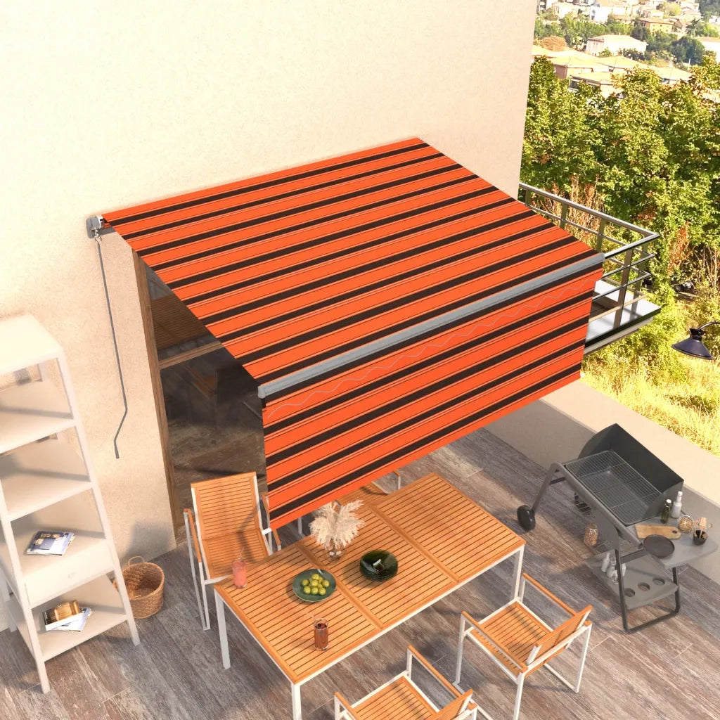 Tenda Retrattile Manuale con Parasole 3x2,5m Arancione Marrone 130598