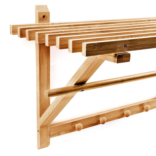 Porta asciugamani da bagno in bambù con ripiano 60 cm 3213077