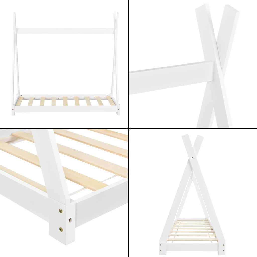 Letto per Cameretta Onejda a Forma di Capanna 70 x 140 cm Bianco [en.casa]