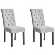 Set di 2 Sedie da Pranzo in Tessuto Grigio Glam Design Moderno Gambe in Legno Nero
