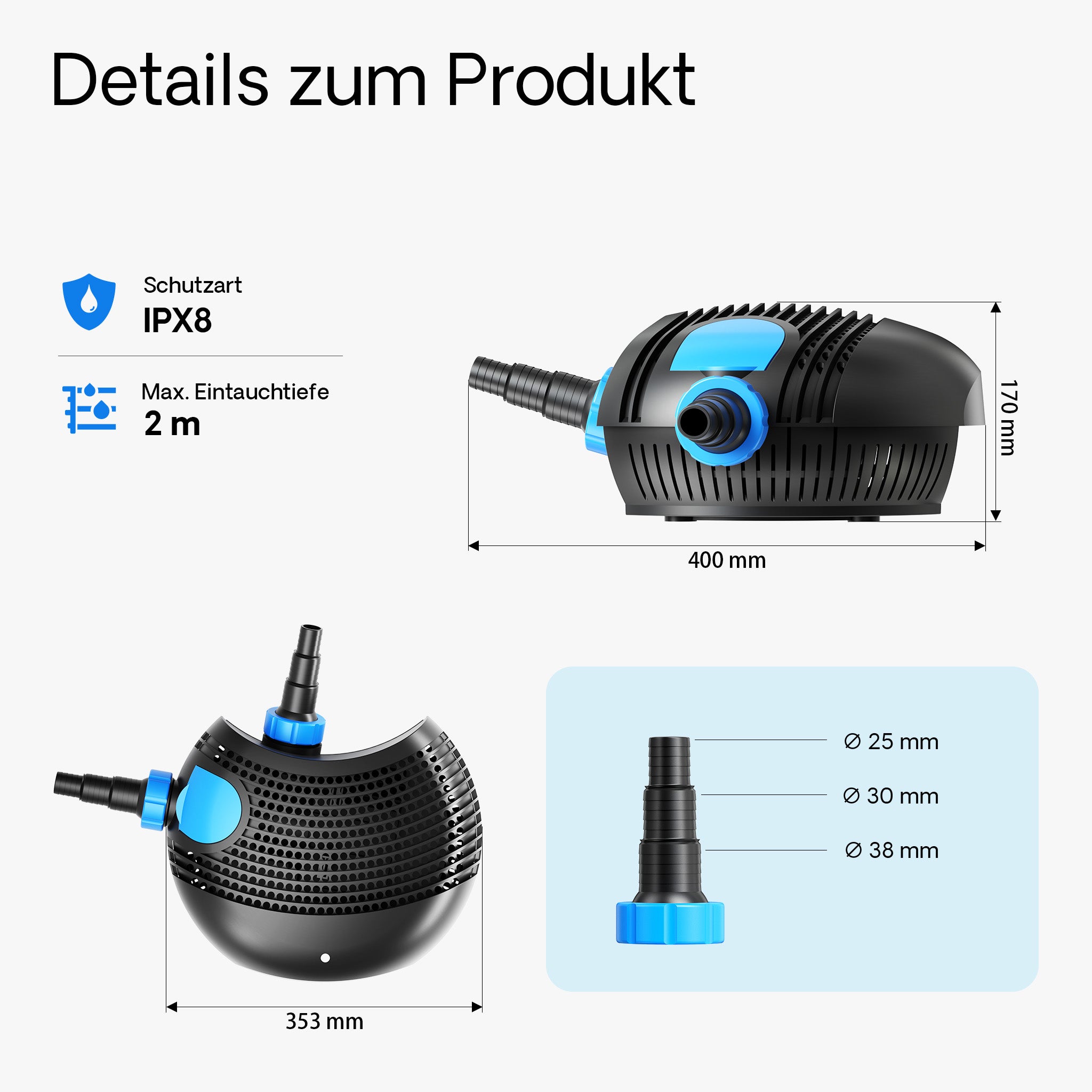 CTF-1600B SuperECO Pompa laghetto e ruscello 16000l/h 140W per circolazione acqua