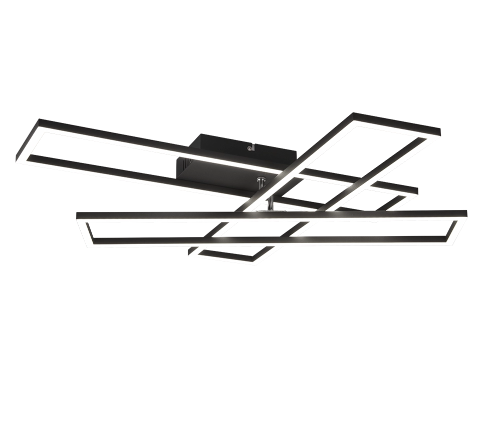 Plafoniera LED, metallo, nero opaco, 66x10x60 cm, Corso