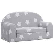 Divano letto | Sof¨¤ letto | Letto singolo Bambini a 2 Posti Grigio Chiaro con Stelle Peluche