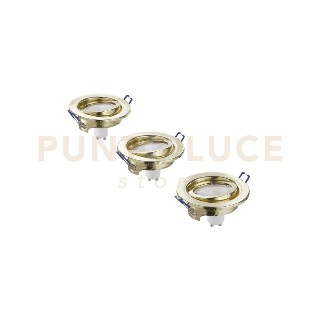 KIT  3 PEZZI  INCASSI LED MATRIX ORIENTABILI ORO 3 LUCI ATTACCO GU10 5W 3X430LM 3000K 10X8X10,5CM