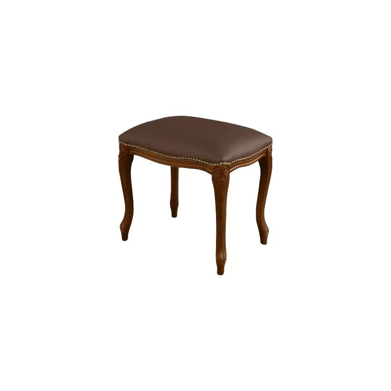 Pouff imbottito ecopelle marrone legno noce scuro 43x33x43 - Mobili 2G