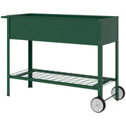Fioriera da Esterno con Mensola Inferiore Portautensili 109x44x80 cm in Metallo Verde