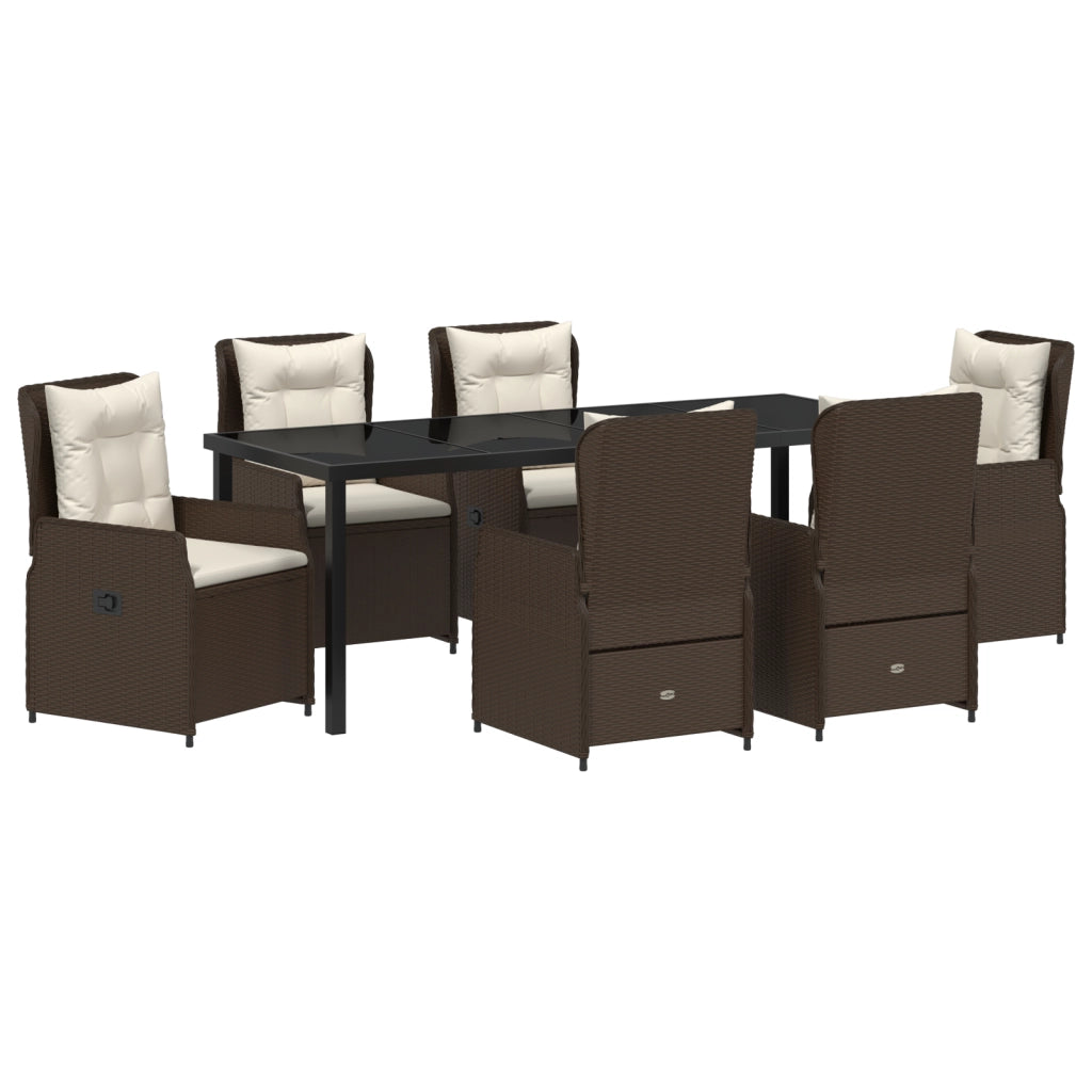 Set da Pranzo da Giardino  da 7 Pezzi Marrone Polyrattan