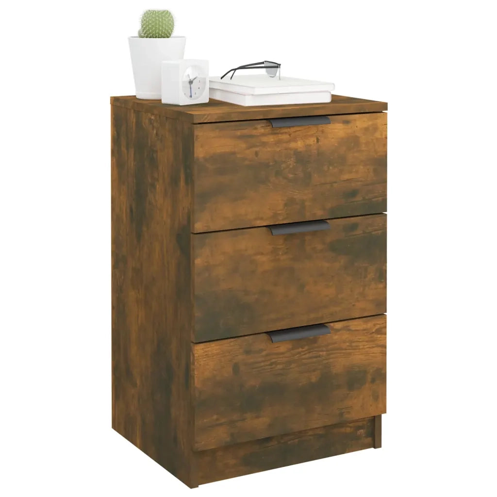 Set di 2 Comodini | Armadio da Notte | Mobiletto da notte Rovere Fumo 40x36x65 cm