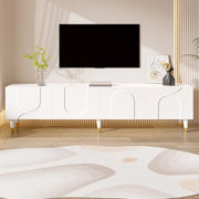 Mobile porta TV con 4 ante e vani, ripiano con passacavi, per soggiorno, in MDF e truciolare bianco 180 × 40 × 50 cm