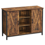 Mobiletto portaoggetti a buffet 100 x 35 x 70 cm con armadietti e ripiani ante in stile fienile per sala da pranzo cucina soggiorno corridoio stile industriale marrone 12_0004538