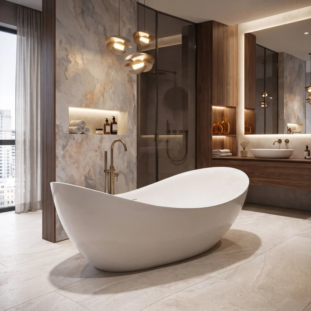 Vasca Da Bagno Freestanding Rea Maris 180 Copritappo bianco