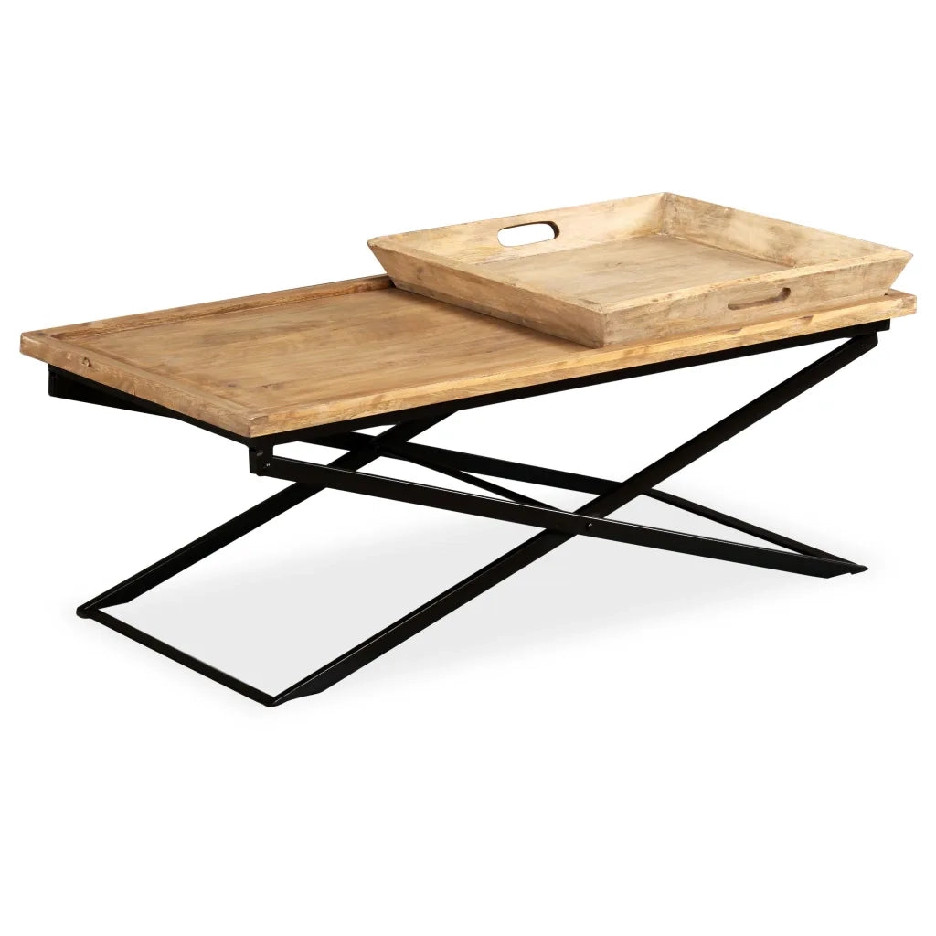 Tavolino da Salotto in Legno Massello di Mango 110x55x42 cm 244898