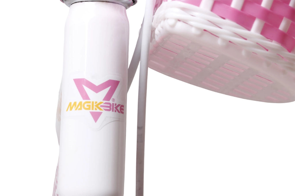 Bicicletta per Bambine Unicorn 12 Pollici con Stabilizzatori Bauletto e Cestino Rosa Rosa