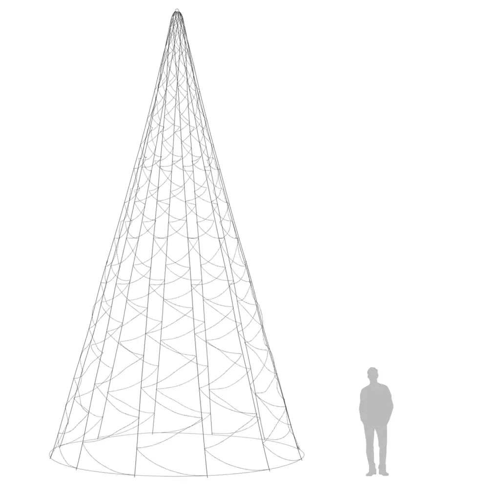 Albero di Natale Pennone Bianco Caldo 3000 LED 800 cm 343546