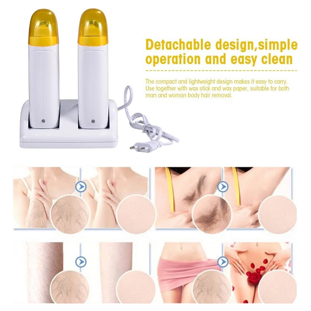 Trade Shop - Kit Doppio Scaldacera Rullo + Ricarica Base Per Strisce Depilatorie Cera Ceretta -