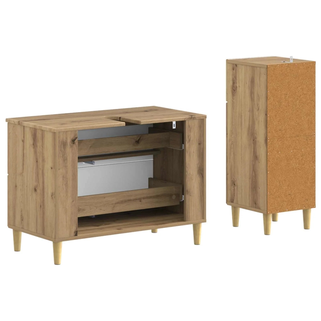 Set di Armadi da Bagno da 2 Pezzi DELFT Rovere Artigianale 3417710