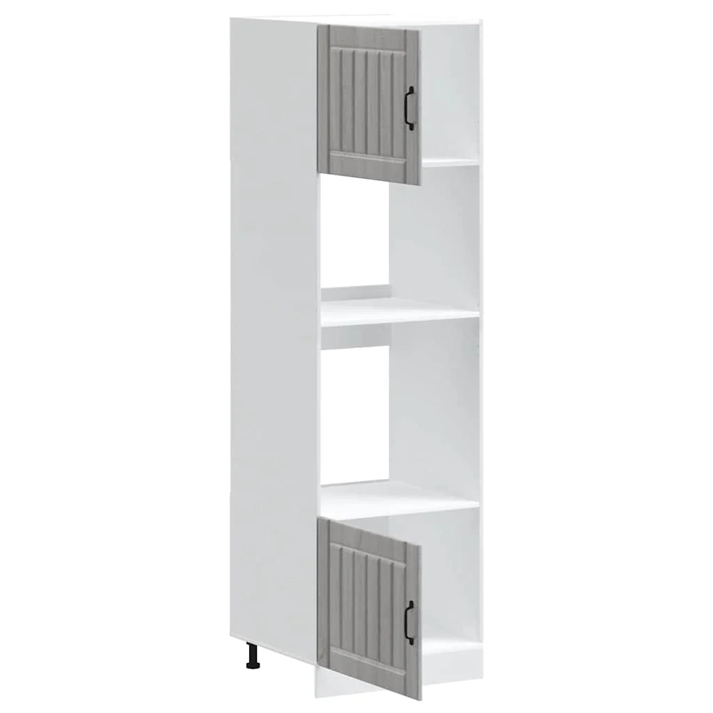 Set di 2 mobili forno compatti con piedini regolabili 60 x 57 x 207 cm in legno ingegnerizzato Sonoma grigio 02_0055712