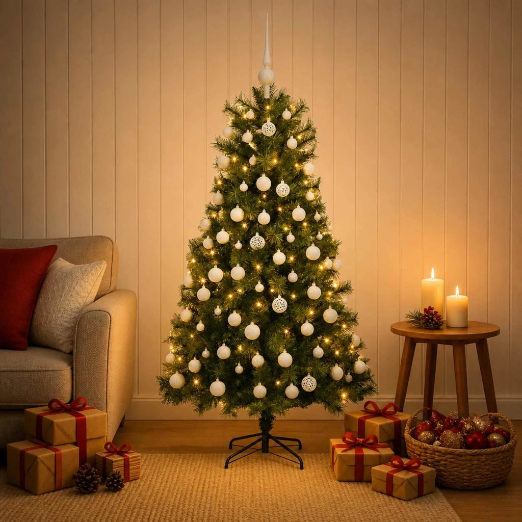 Albero di Natale artificiale con rami snodati e palline 150 cm 3466126